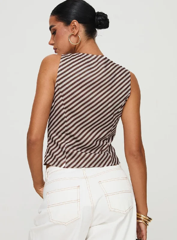 Lishar Top Brown Stripe