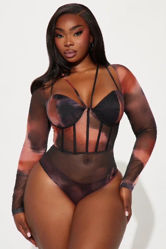 Maribelle Mesh Bodysuit - Peach/combo