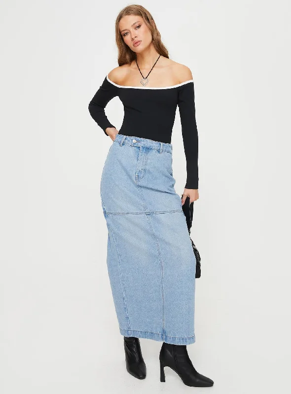 Markanna Denim Midi Skirt Light Wash