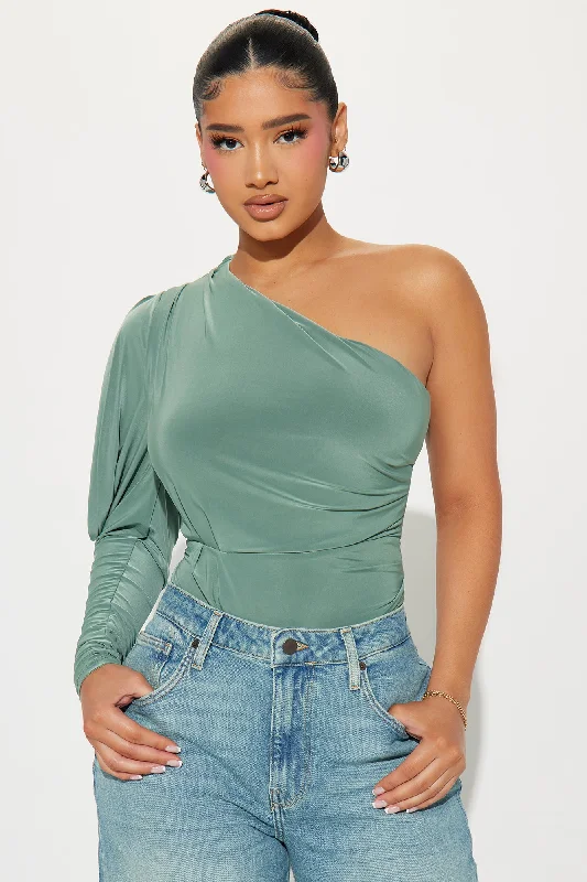 Monica One Shoulder Bodysuit - Sage