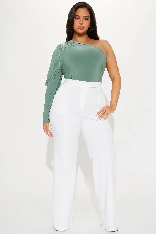 Monica One Shoulder Bodysuit - Sage