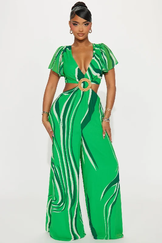 Nights In Oahu Jumpsuit - Green/combo