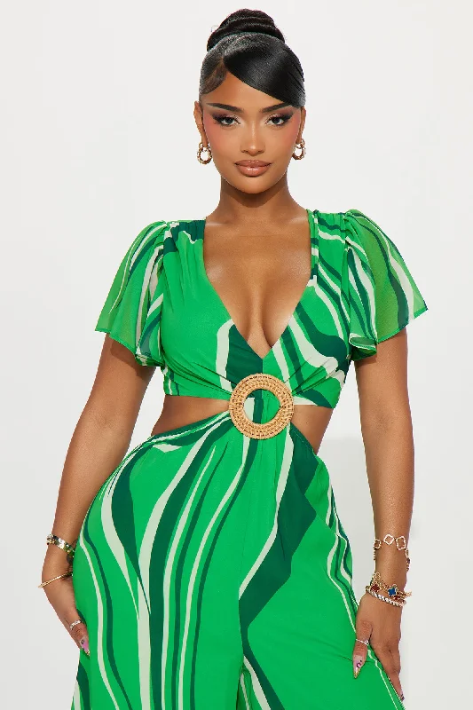 Nights In Oahu Jumpsuit - Green/combo