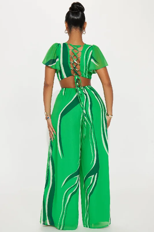 Nights In Oahu Jumpsuit - Green/combo