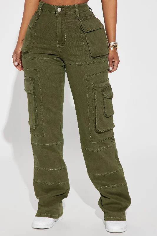 On Command Stretch Straight Leg Cargo Jean - Olive