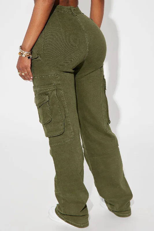 On Command Stretch Straight Leg Cargo Jean - Olive