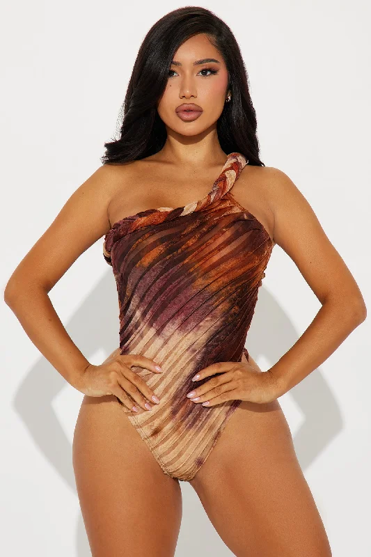 Private Island Textured Bodysuit - Orange/combo