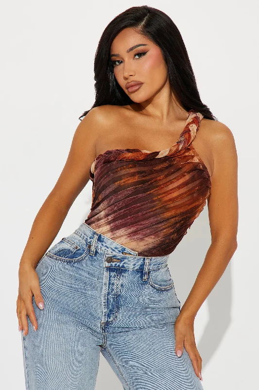 Private Island Textured Bodysuit - Orange/combo