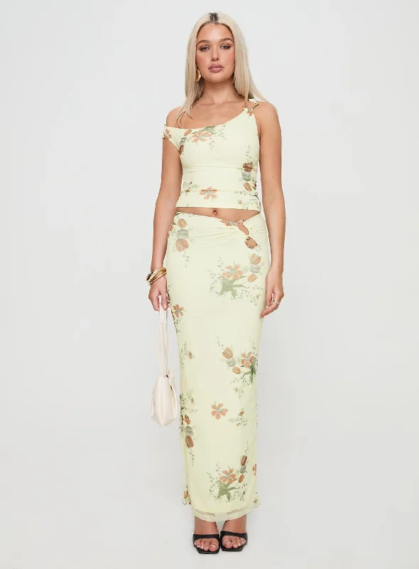 Rios One Shoulder Top Yellow Floral