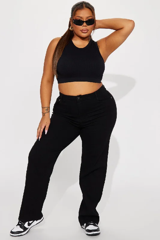 Simply Basic Stretch Straight Jeans - Black