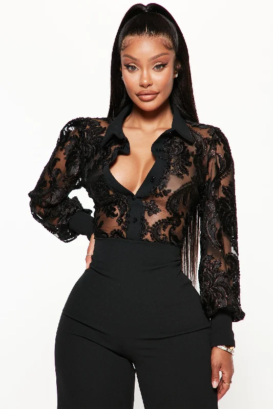 Touch Of Lace Jumpsuit - Black