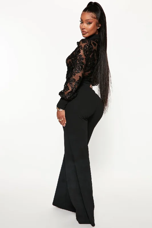 Touch Of Lace Jumpsuit - Black