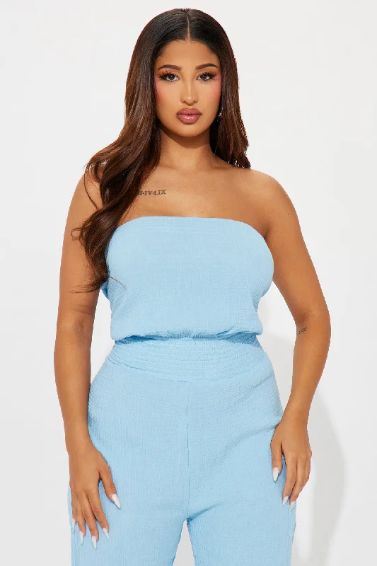 Tulum Mami Gauze Jumpsuit - Blue