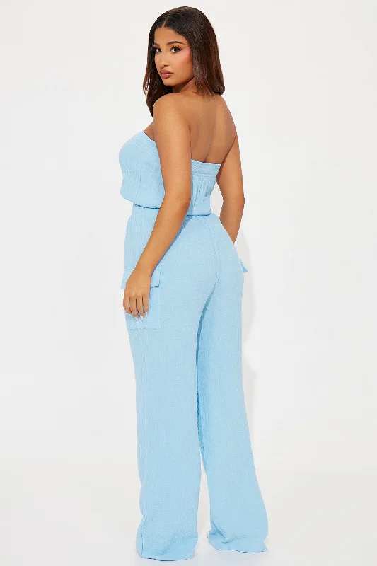 Tulum Mami Gauze Jumpsuit - Blue