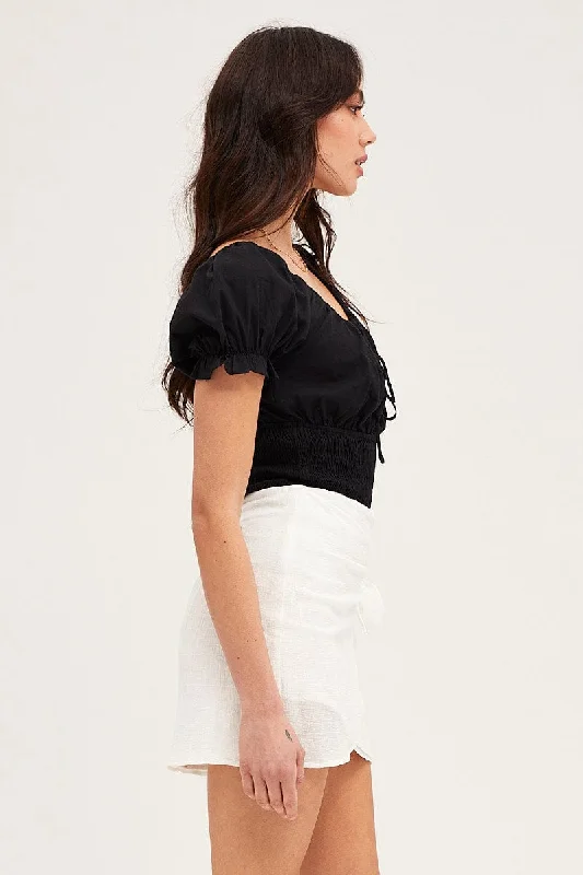 White Front Tie Wrap Mini Skirt