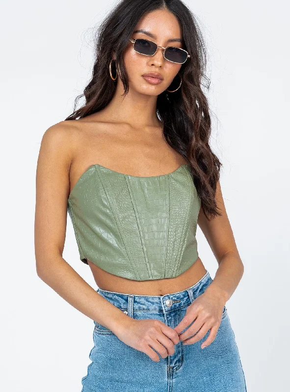 Zahara PU Bustier Sage Croc