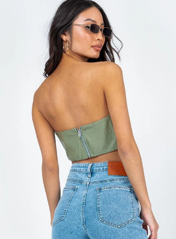 Zahara PU Bustier Sage Croc