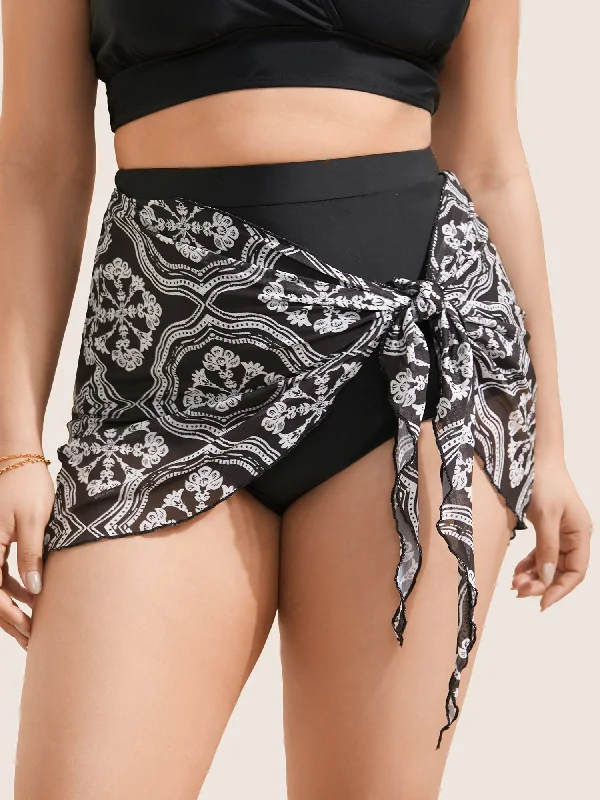 Bandana Print Patchwork Bowknot Swim Bottom