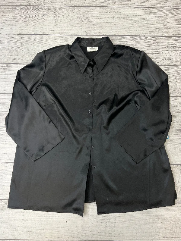 Black Blouse Long Sleeve VERSAILLES, Size 3x