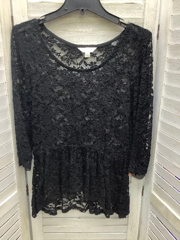 Black Blouse Long Sleeve Decree, Size Xl