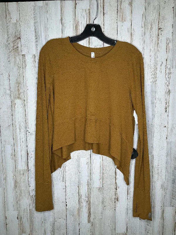 Brown Athletic Top Long Sleeve Collar Free People, Size S