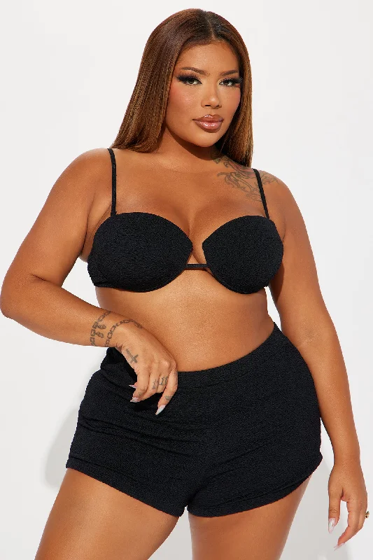 Catrina Underwire 3 Piece Boyshort Bikini - Black