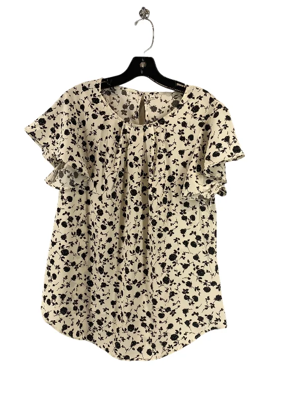 Floral Print Blouse Short Sleeve Clothes Mentor, Size L