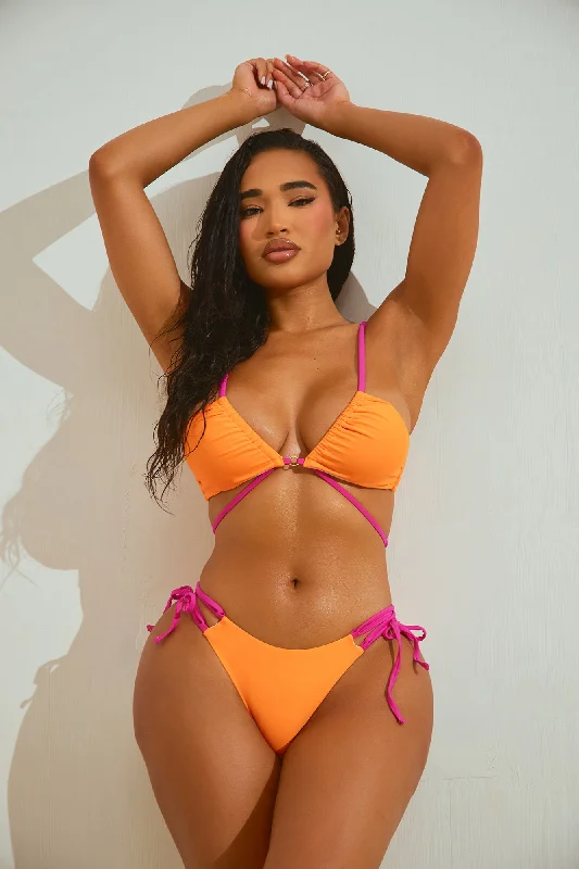 Mallory Invisible Underwire Bandeau 2 Piece Bikini - Orange/combo