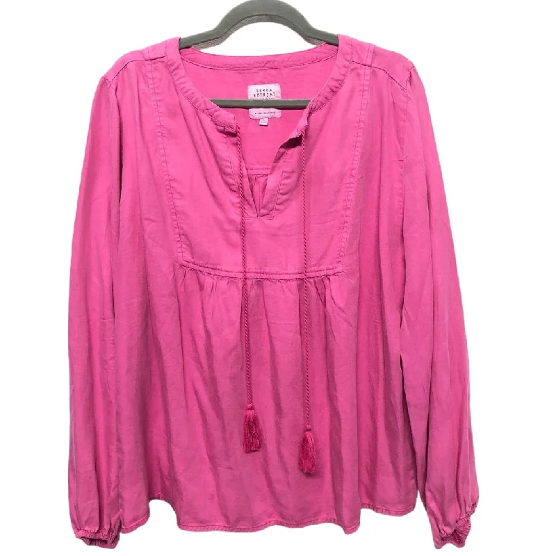 Pink Blouse Long Sleeve Cmc, Size L