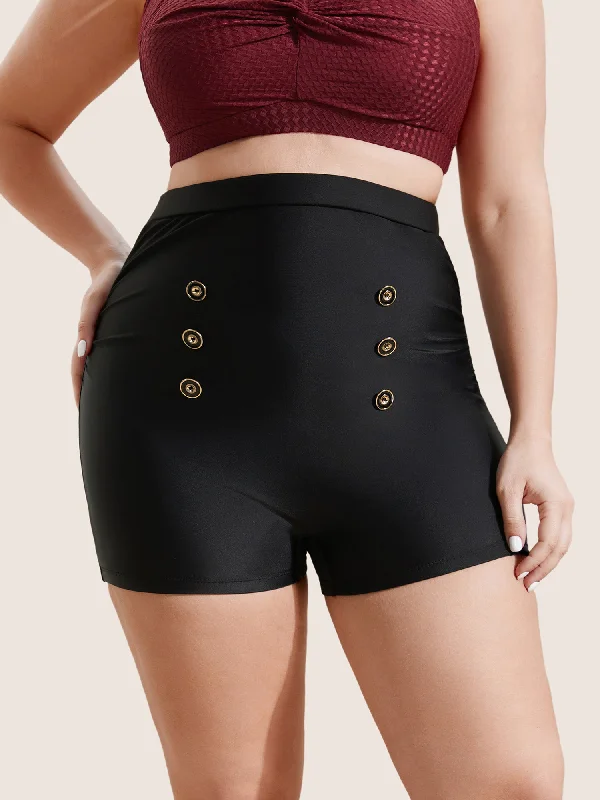 Plain Button Detail Skinny Swim Bottom