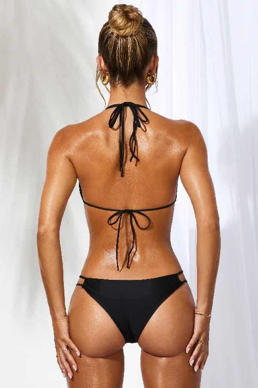 Drawstring Detail Bikini Bottoms in Black