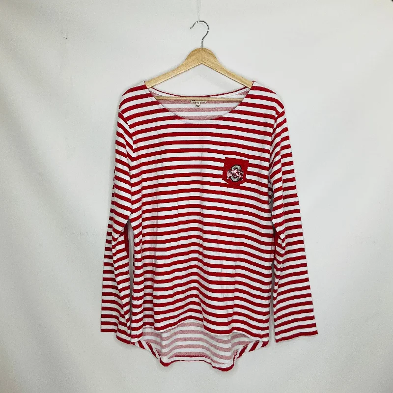 Striped Pattern Athletic Top Long Sleeve Crewneck Clothes Mentor, Size Xl