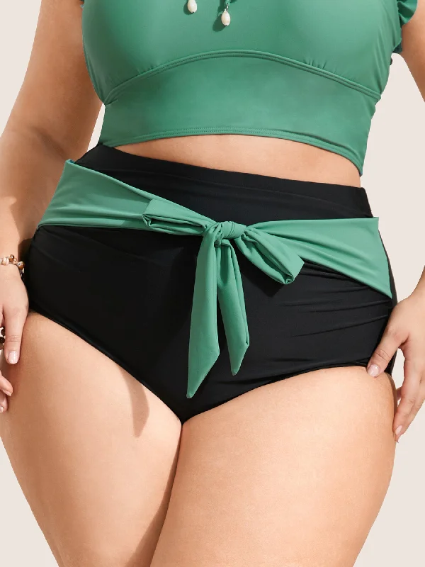 Tie Knot Ruched High Rise Swim Bottom