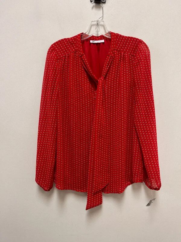 Top Long Sleeve By Dr2 In Red, Size: M