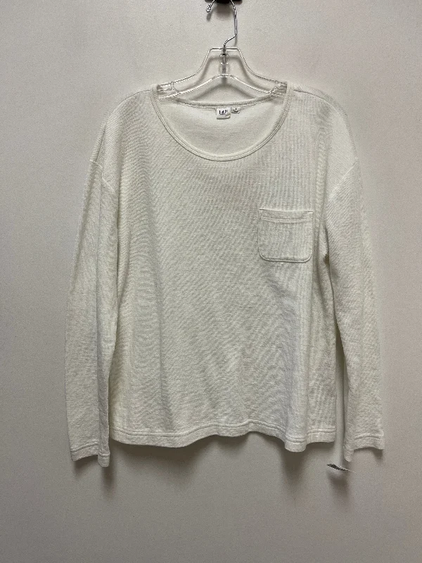 Top Long Sleeve By Gap In White, Size: L