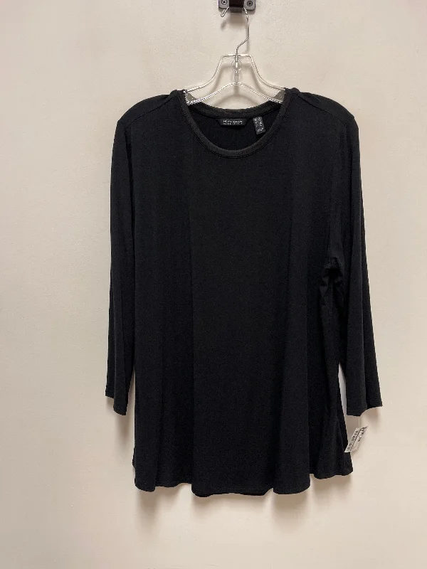 Top Long Sleeve By H For Halston In Black, Size: L