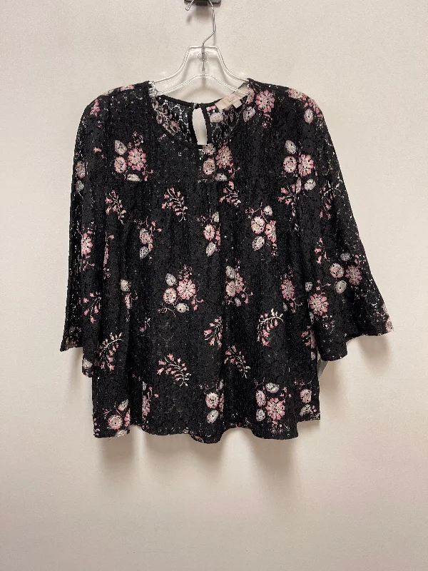 Top Long Sleeve By Loft In Black, Size: L