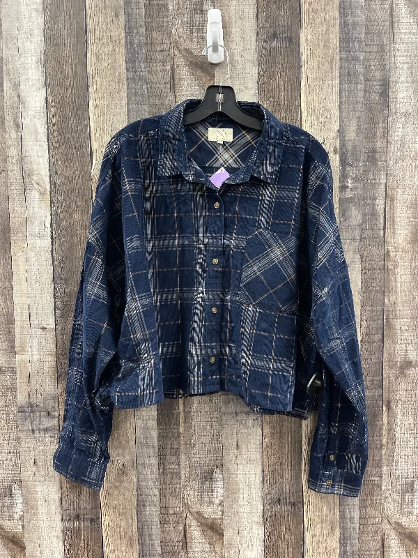 Top Long Sleeve By Thread And Supply In Plaid Pattern, Size: Xl