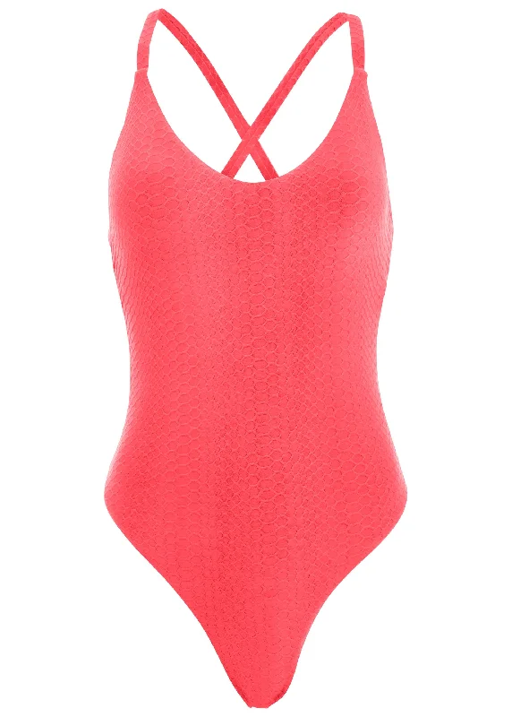 High-leg one-piece - Ocean Coral