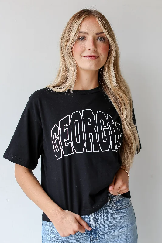 Black Georgia Block Letter Cropped Tee