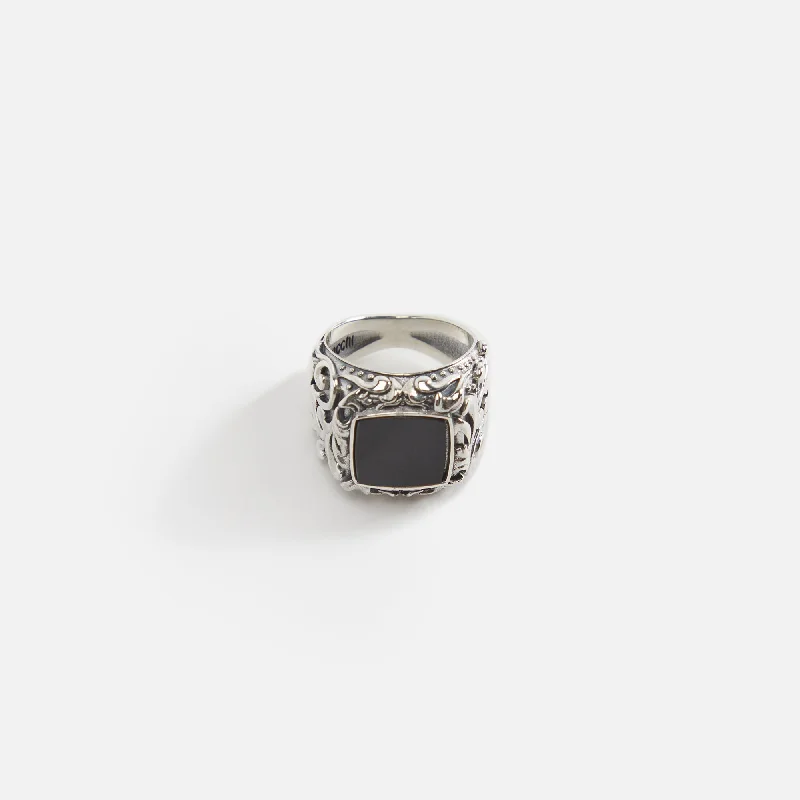 Emanuele Bicocchi Arabesque Chevalier Ring - Silver / Black