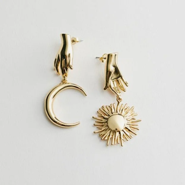 Hot Girl Sun Moon Palm Earrings