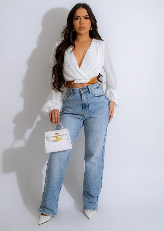 Making Me Blush Mesh Crop Top White