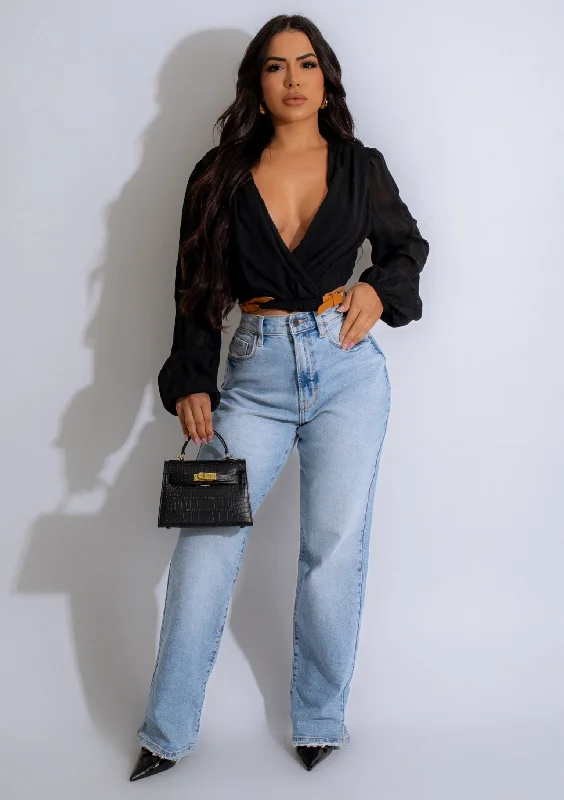 Making Me Blush Mesh Crop Top Black