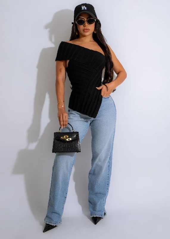 Sitting Pretty Knit Crop Top Black