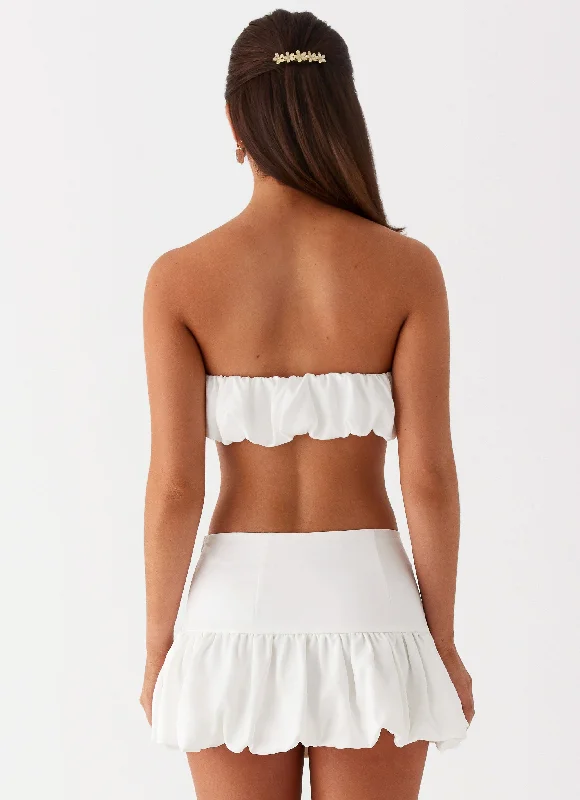 Sweet Thing Bubble Crop Top - White