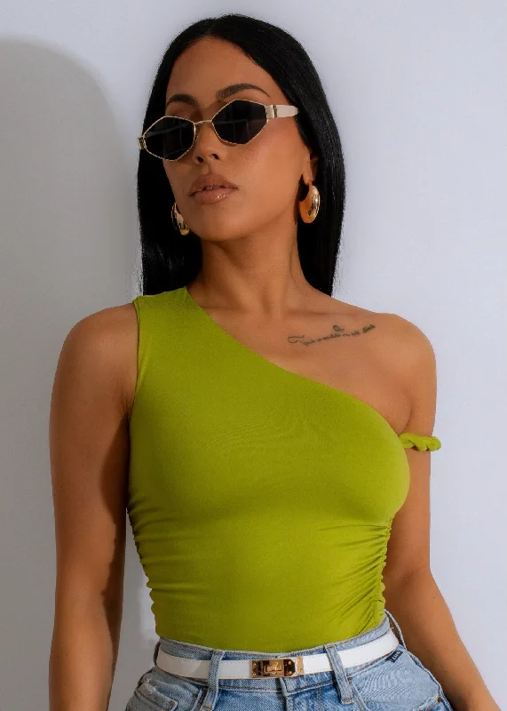 Twisted Harmony Ruched Crop Top Green