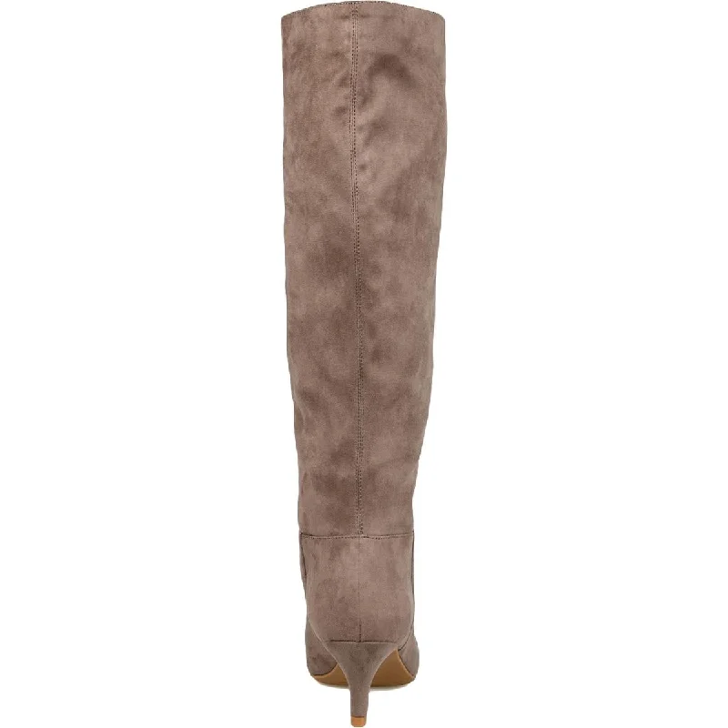 Vellia Womens Wide Calf Pointed Toe Knee-High Boots