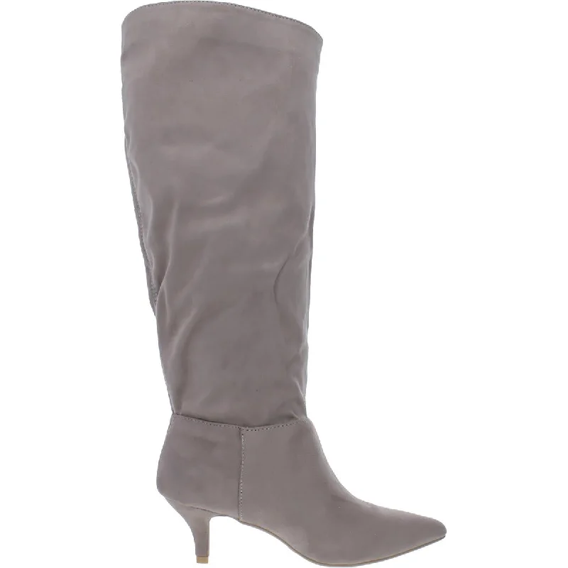 Vellia Womens Wide Calf Pointed Toe Knee-High Boots