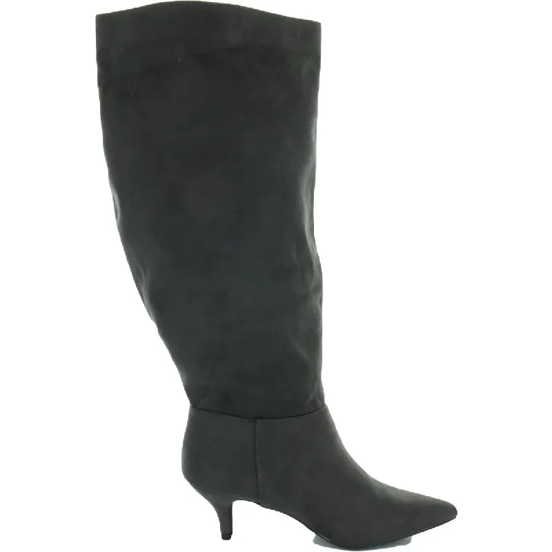 Vellia Womens Wide Calf Pointed Toe Knee-High Boots